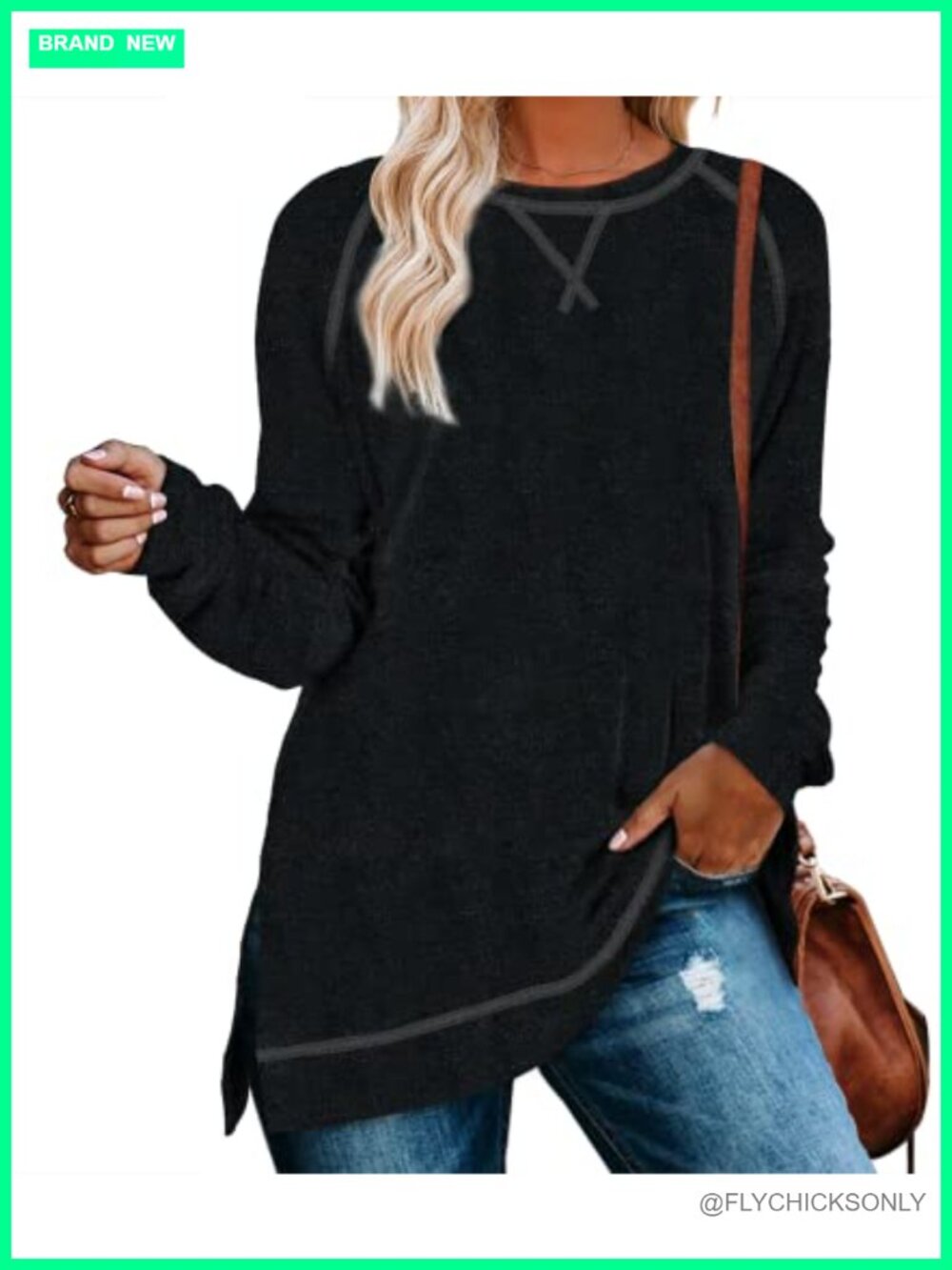 Women's Long Sleeve Tunic Top Loose Fit Sweatshirt for Leggings